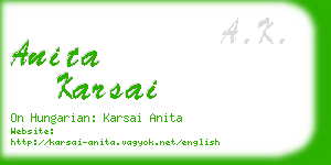 anita karsai business card